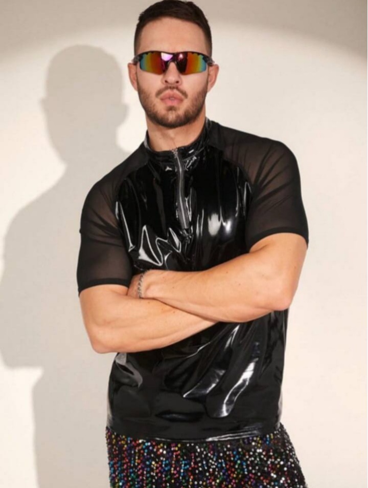 Men's Mesh Raglan Short Sleeve Knitted Casual T - Shirt